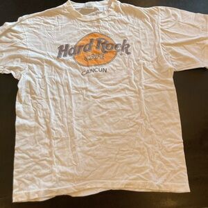 Hard Rock Cafe White T-Shirt with Orange Logo - Cancun